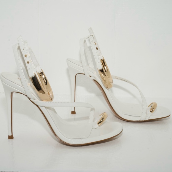Steve Madden Tia Heels in White with Gold Hardware Women’s Size 8.5 New In Box! - Picture 9 of 14
